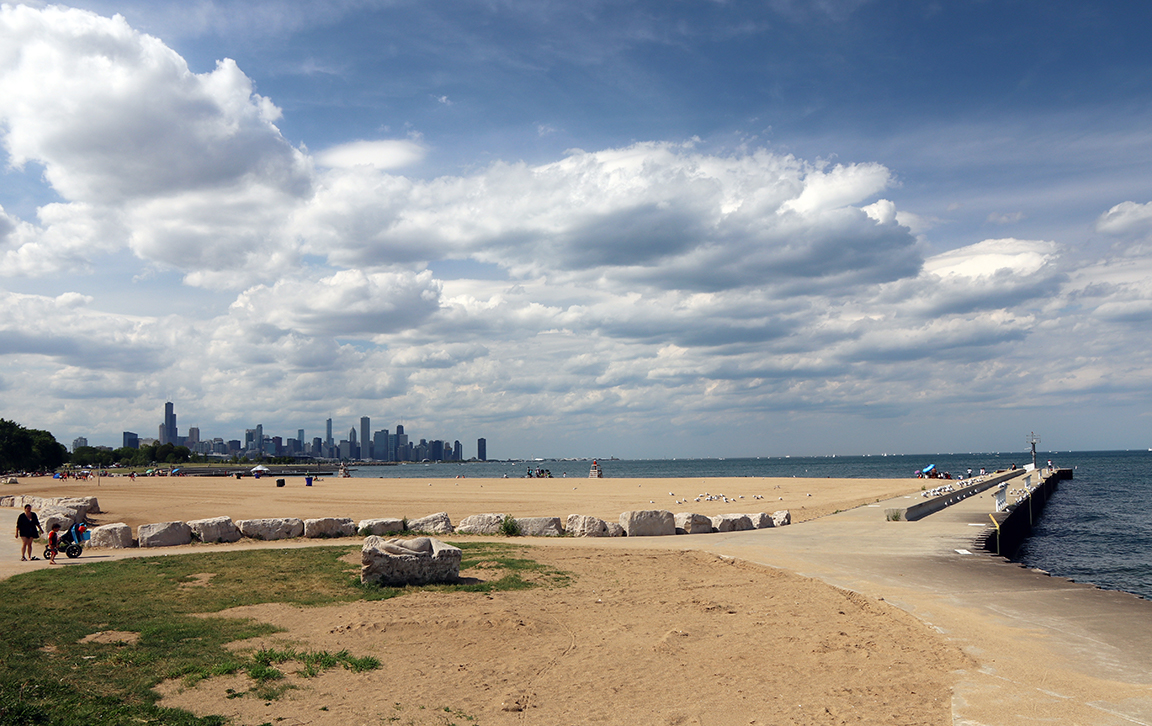 Beach with Skyline and Clouds